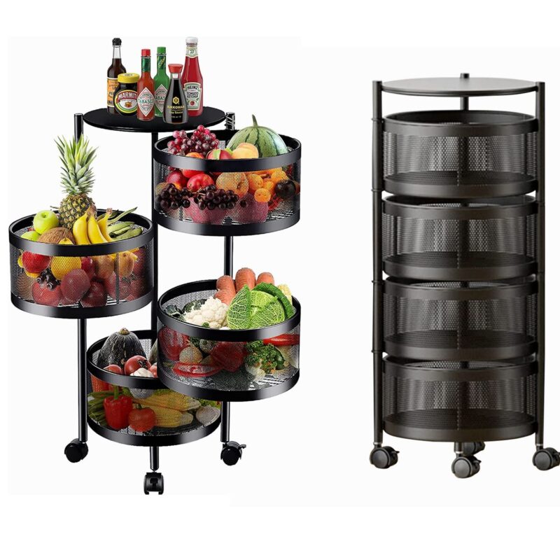 4 Tier Round Design Rotating Fruit Vegetable Spice Rack - Image 3