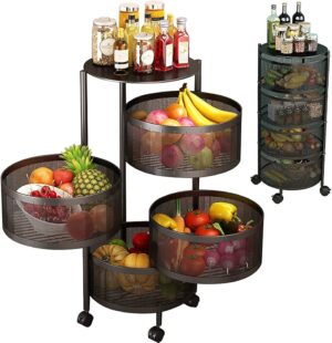 4 Tier Round Design Rotating Fruit Vegetable Spice Rack