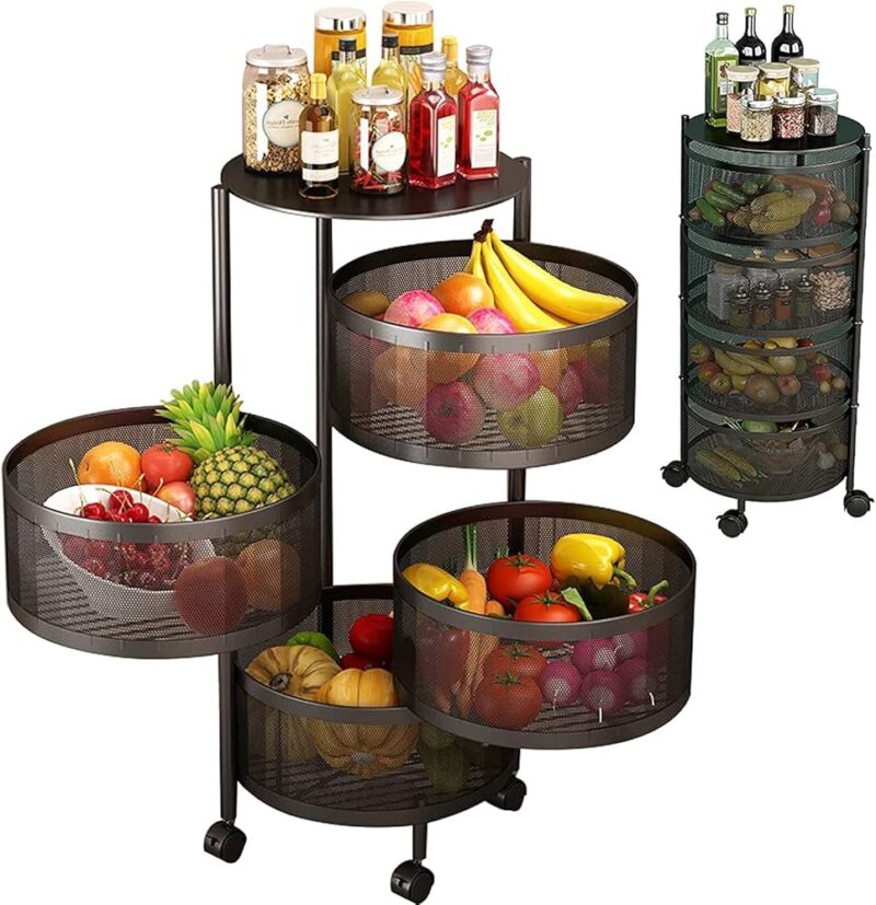 4 Tier Round Design Rotating Fruit Vegetable Spice Rack