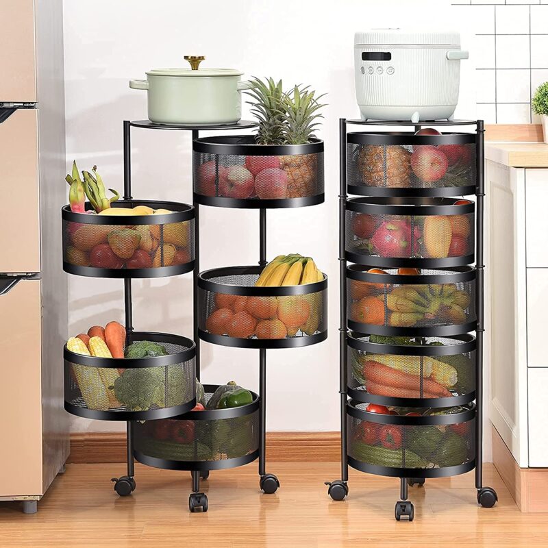 4 Tier Round Design Rotating Fruit Vegetable Spice Rack - Image 4